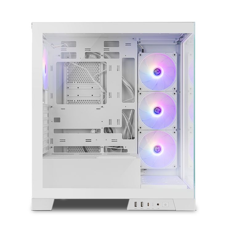 NXHUMMERGLOCKWH - Caja NOX Ventana Frontal/Lateral de Cristal Templado ARGB 2xUSB-A 3.0 1xUSB-C 3.1 ATX mATX ITX Blanca (NXHUMMERGLOCKWH)