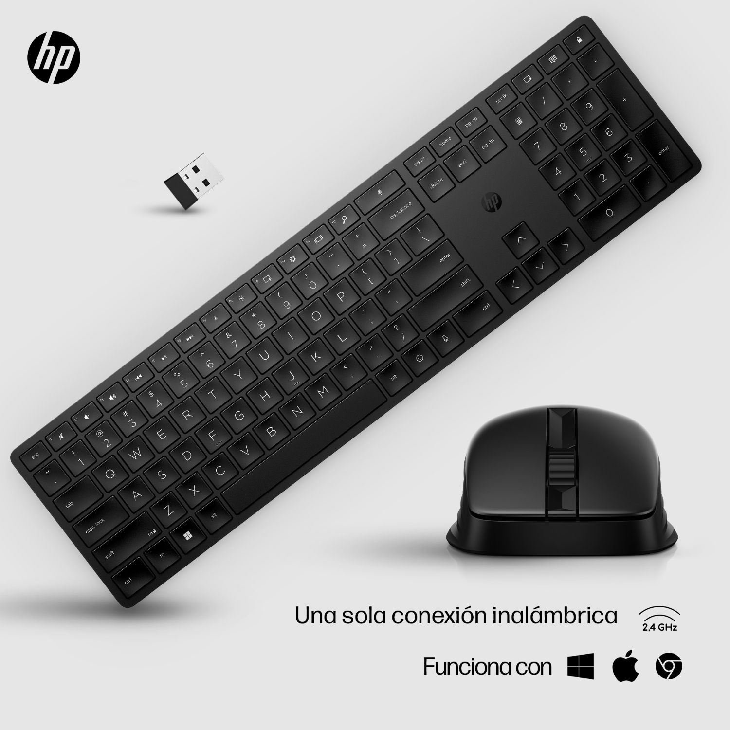 4R013AA - Teclado+Ratn HP 650 Wireless RF 2.4GHz Ambidextro 4000dpi Negro (4R013AA)