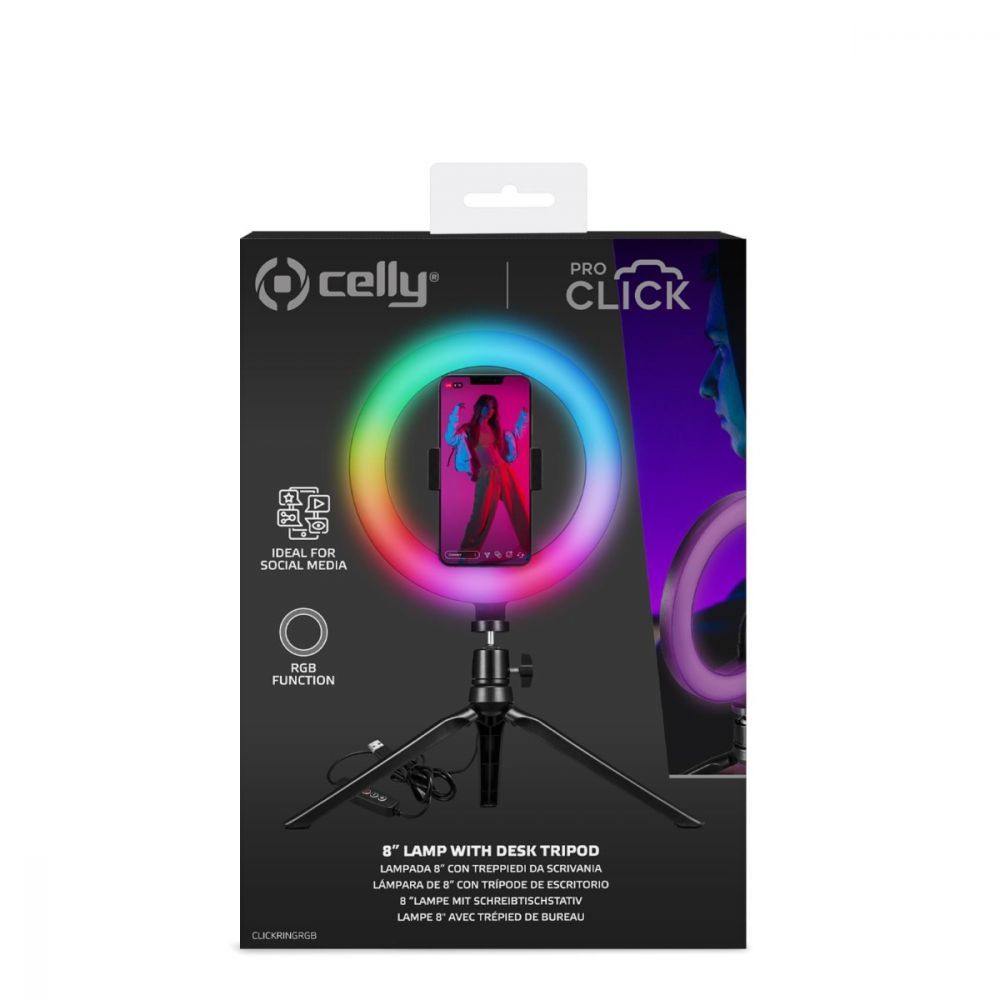 CLICKRINGRGBBK - Aro de Luz CELLY RGB 20cm USB (CLICKRINGRGBBK)