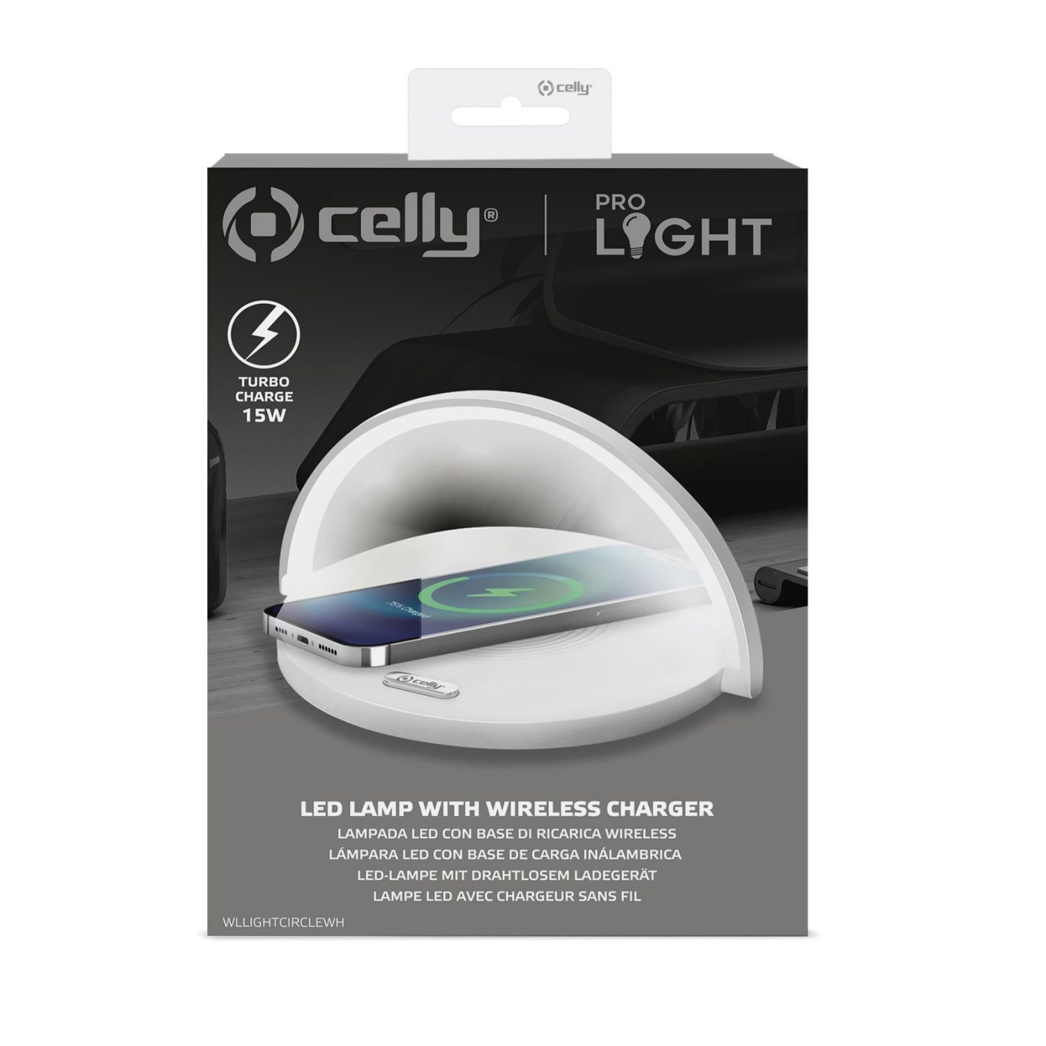 WLLIGHTCIRCLEWH - Lmpara CELLY LED con Cargador Wireless 15W Blanca (WLLIGHTCIRCLEWH)