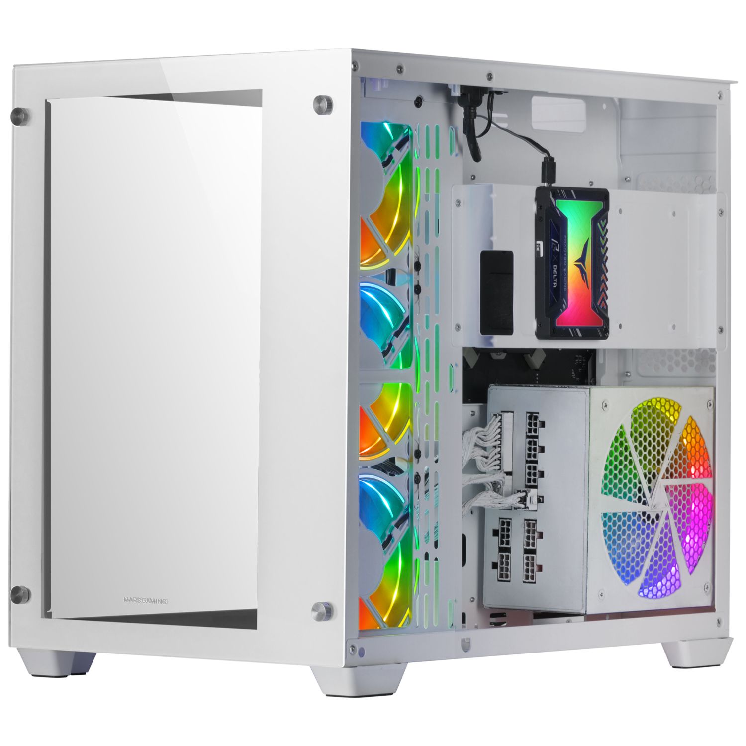 MCV3W - Torre Mars Gaming Custom Premium XXL Doble Ventana de Cristal Templado Sin Fuente 2xUSB 2.0 1xUSB-A 3.0 ATX EATX mATX Mini-ITX Blanca (MCV3W)