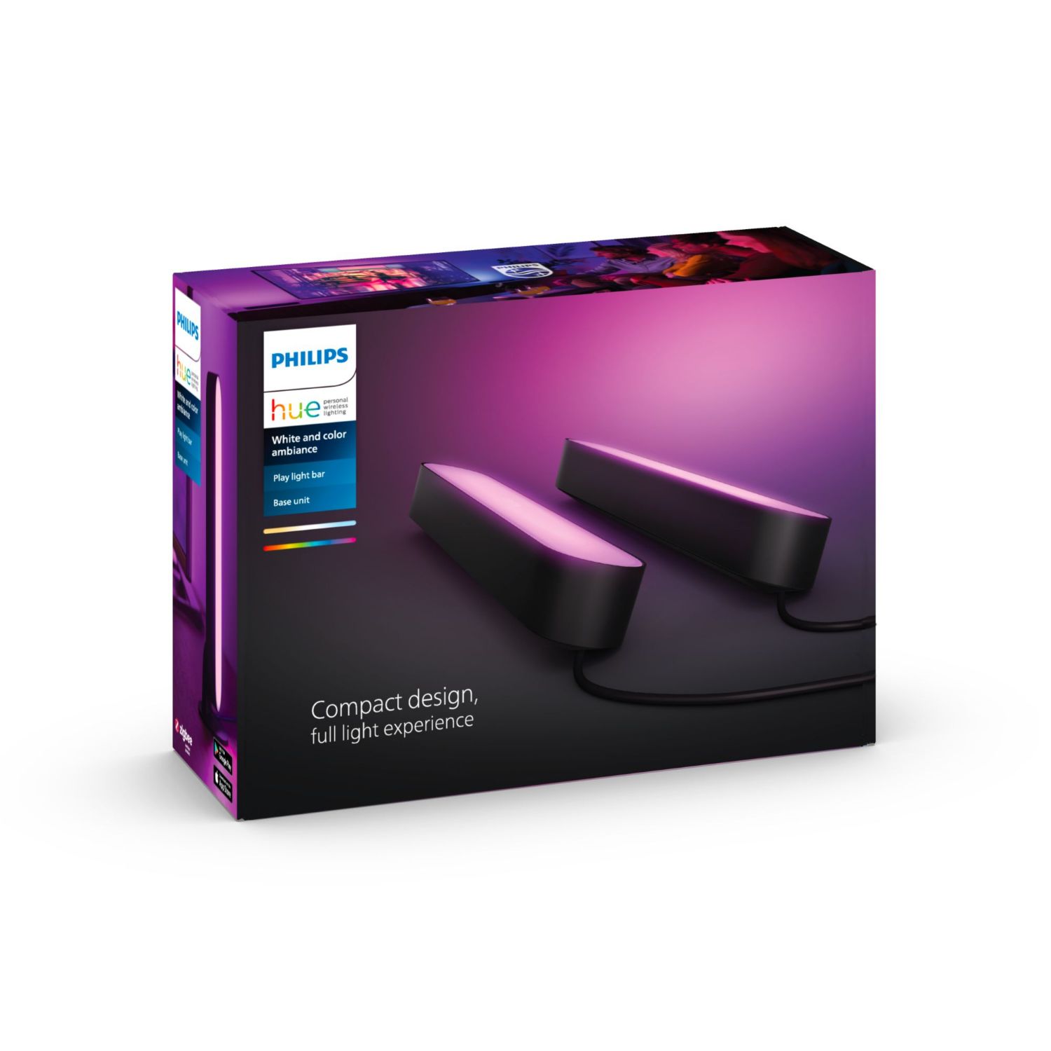 915005733901 - Panel Inteligente PHILIPS Hue Play LED Blanco Fro/Clido 500L 6.6W IP20 Zigbee 2 Unidades Negro (915005733901)