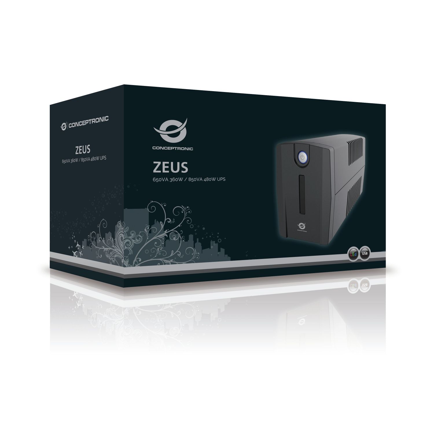 ZEUS01ESP - S.A.I. CONCEPTRONIC 650VA 360W 2xSchuko 1xUSB-B 2.0 Negra (ZEUS01ESP)