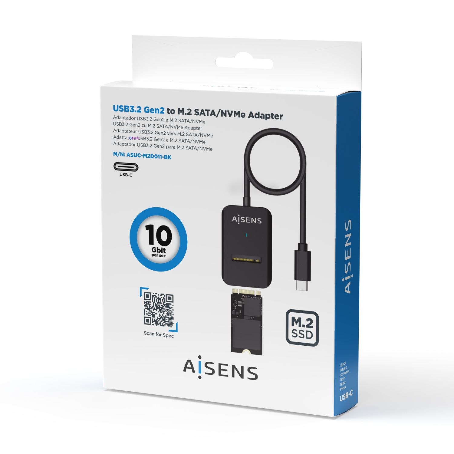 ASUC-M2D011-BK - Docking AISENS USB-C SSD M.2 SATA/NVMe Negro (ASUC-M2D011-BK)