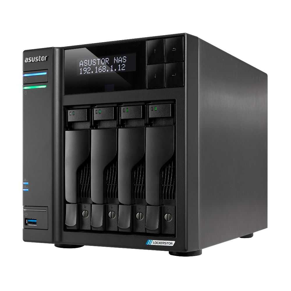 AS6704T - NAS Asustor Lockerstor N5105 DDR4 4Gb Sodimm M.2 SATA 2xUSB-A 1xHDMI 2.0b 2xRJ45 4 Bahas GbE 2.5GbE Negro (AS6704T)