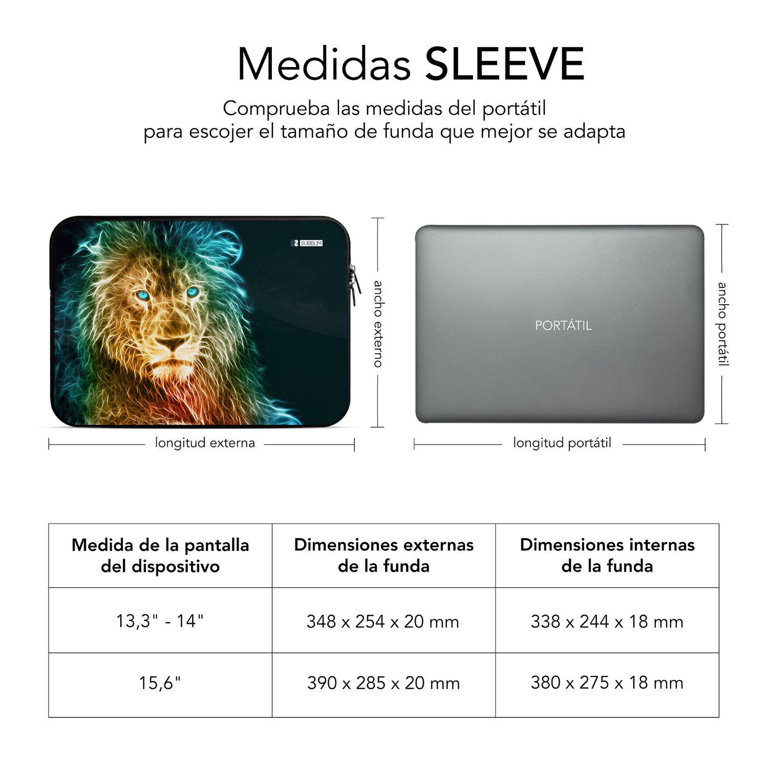 SUBLS-SKIN103 - Funda SUBBLIM Trendy Sleeve Neo Lion 13.3