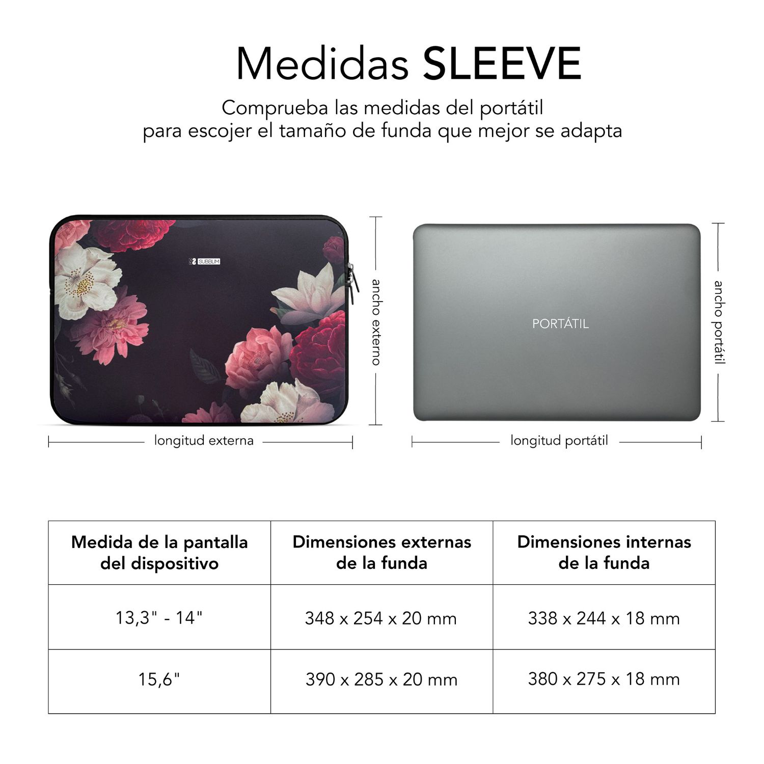 SUBLS-SKIN151 - Funda SUBBLIM Trendy Sleeve Neo Flowers 15.6
