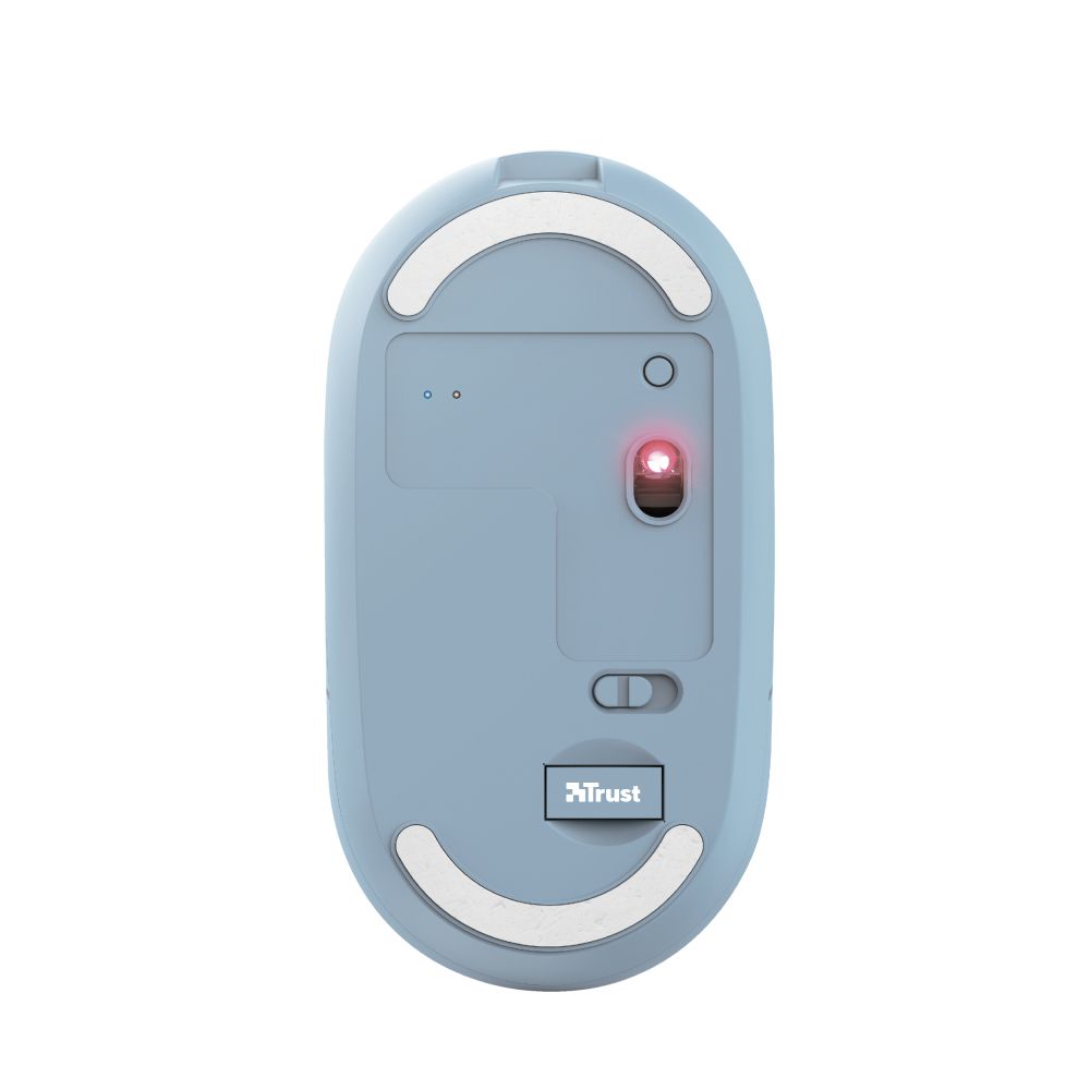 24126 - Ratn Trust Puck ptico Ambidextro Ultrafino Wireless RF 2.4GHz Bluetooth 1600dpi 4 Botones Azul (24126)
