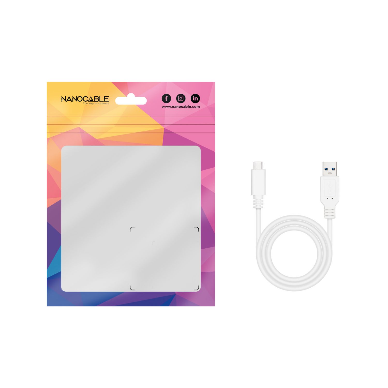 10.01.4001-L150-W - Nanocable USB-A 3.1/M a USB-C 3.1/M 1.5m Blanco (10.01.4001-L150-W)