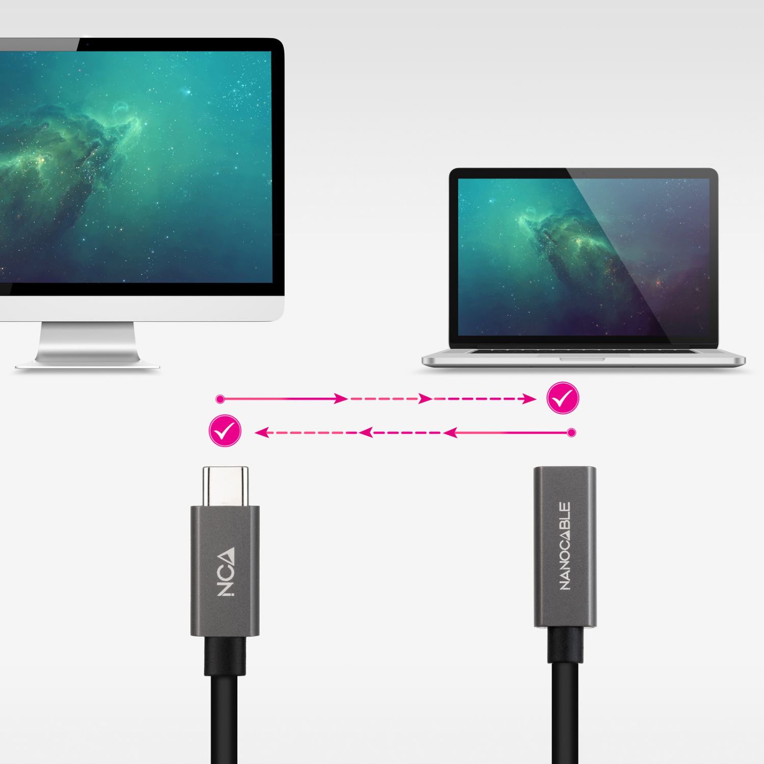 10.01.4400 - Nanocable USB-C 3.2/M a USB-C 3.2/H 0.5m Negro (10.01.4400)