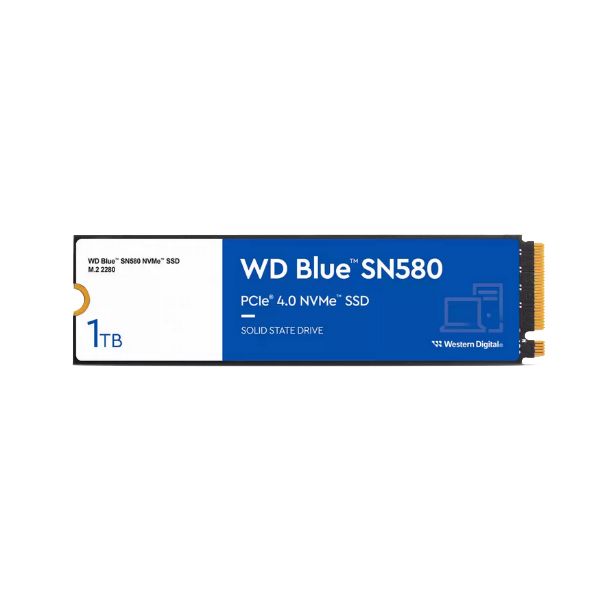 WDS100T3B0E - Disco SSD Western Digital Blue SN580 M.2 M2280 NVMe 1Tb TLC PCIe 4.0 Lectura 4150 Mb/s Escritura 4150 Mb/s PC/Notebook (WDS100T3B0E)