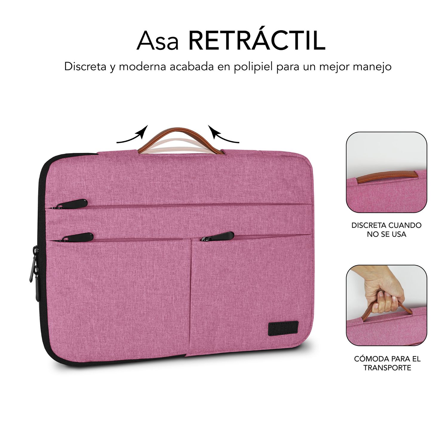 SUBLS-AP36053 - Funda SUBBLIM Air Padding 360 15.6 Polister 3 Compartimentos 3 Bolsillos Frontales Asa Retrctil Asa de Transporte Rosa (SUBLS-AP36053)