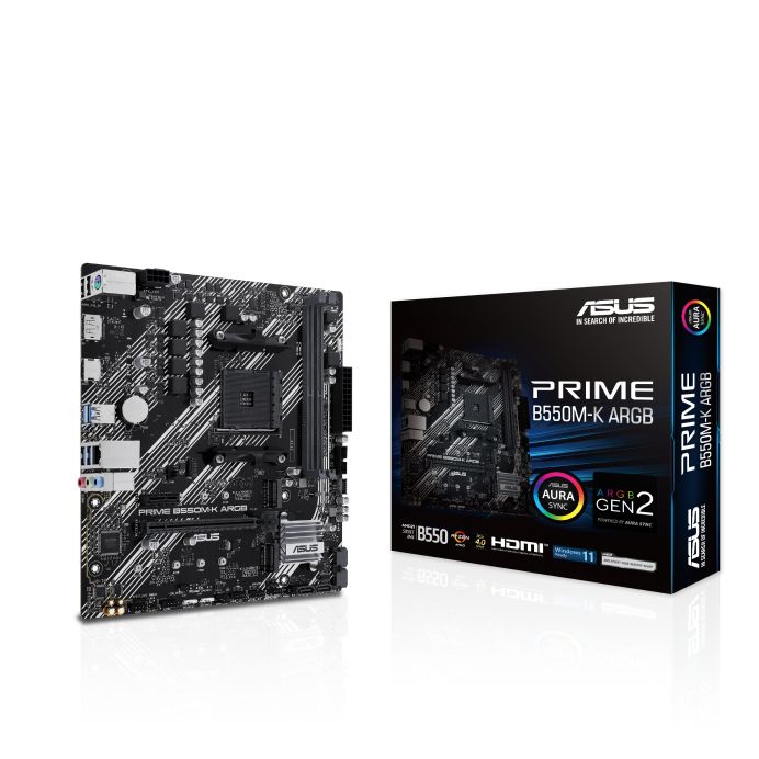 90MB1GC0-M0EAY0 - ASUS PRIME B550M-K ARGB: (AM4) 2DDR4 HDMI DP 4SATA3, 2 M.2, 6Usb3.2, mATX