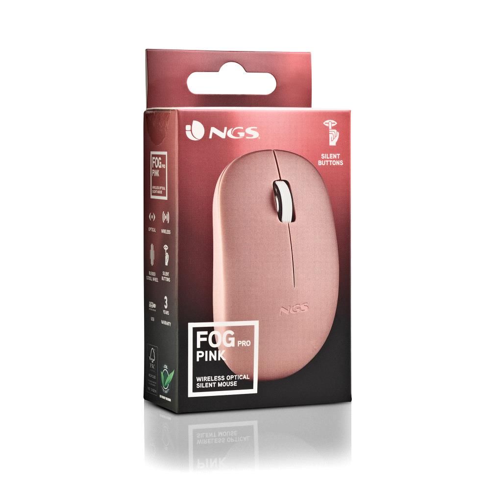 FOGPROPINK - Ratn NGS FOG Pro Ergonmico ptico Ambidextro RF Wireless 2.4GHz 1000dpi 2 Botones Rosa (FOGPROPINK)