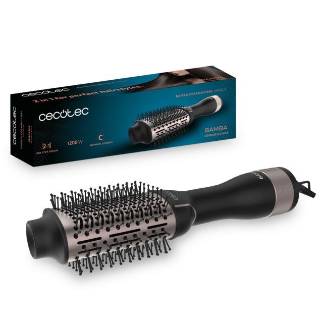 03372 - Cepillo de aire CECOTEC Bamba CeramicCare Unique, voluminizador,con revestimiento cermico, potencia de 1200 W, 2 velocidades y 3 temperaturas. (03372)