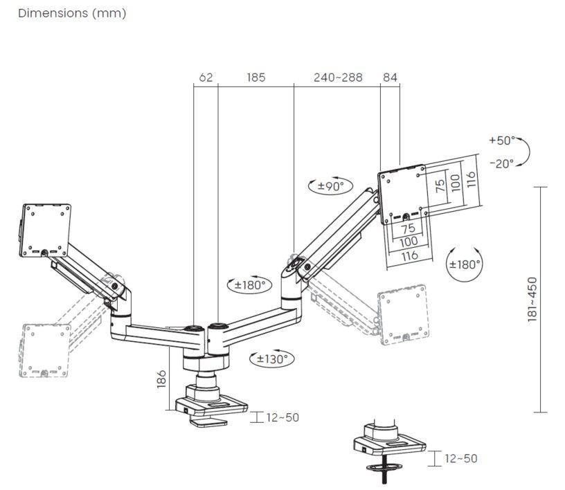 EQ650183 - Soporte Mesa EQUIP 2Brazos 17