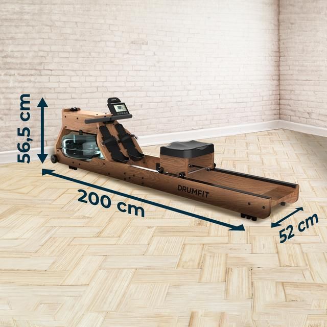 07226 - Remo de resistencia de agua CECOTEC Drumfit Rower 20000 Neptuno Wood. con acabado en madera. Tanque de 13 litros de capacidad. APP. Silln ajustable horizontalmente. Pantalla LCD. Soporte dispositivos. Doble manillar. mximo de 135kg y altura 195cm(07226)