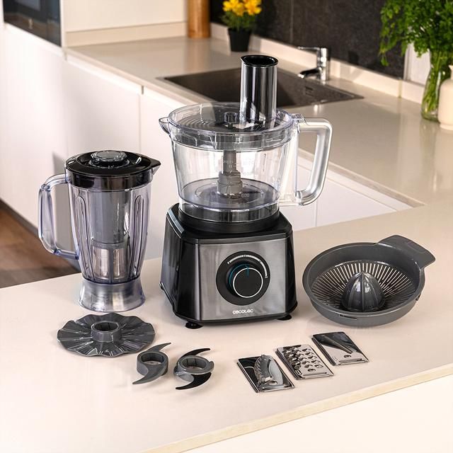 04361 - Procesador alimentos CECOTEC Paprika 2000 Full potencia mxima de 2000W, cuerpo acero inoxidable, 2velocidades y pulse. locidades y pulse. Incluye bowl de 3,5 L. Accesorios: 3 discos de corte, disco para cremas, cuchilla para picar y cuchilla para (04361)