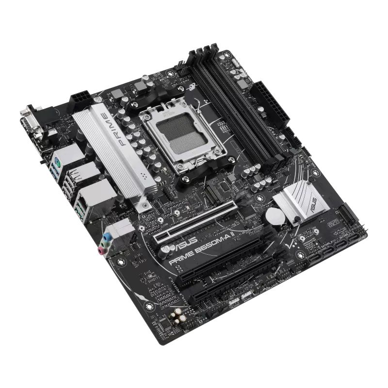 90MB1EH0-M0EAYC - Placa base ASUS PRIME B650M-A II-CSM:(AM5) 4DDR5 M.2 SATA3 PCIe USB 2.0 USB-A 3.0/3.1 DP HDMI VGA RJ45 PS/2 mATX 7.1 Gigabit Ethernet 2.5