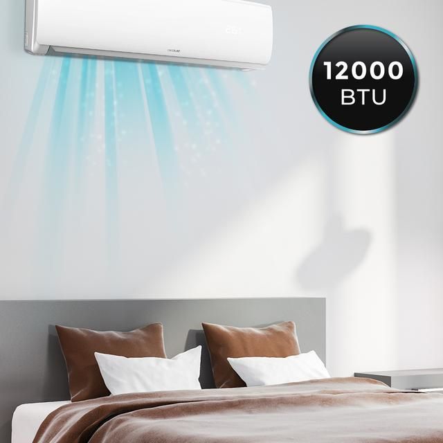 08182 - A.C. Split CECOTEC AirClima 12000 Smartfresh, 3000 frigoras 12000 BTU con bomba de calor, mando a distancia y pantalla LED. Sistema Inverter. 5 modos y 8 velocidades. Deshumidificacin diaria de 28,8 L/ da y rea de cobertura de 22 m2. (08182)