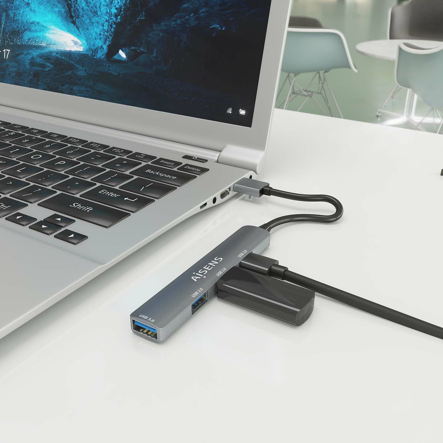 A106-0859 - Hub AISENS USB-A 3.0/M a 3xUSB 2.0 H/1xUSB-A 3.0 H 10cm Gris (A106-0859)