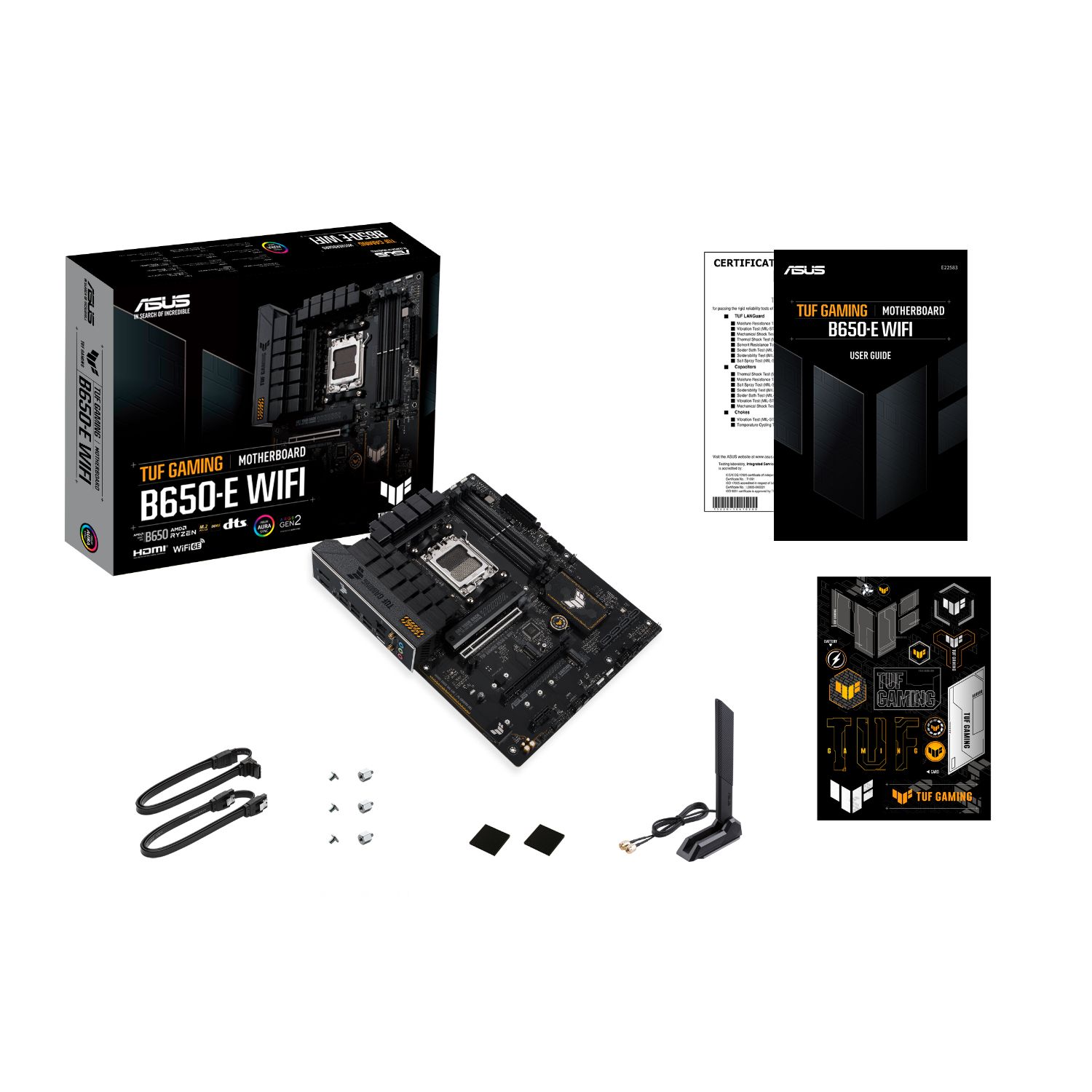 90MB1GT0-M0EAY0 - ASUS TUF GAMING B650-E WIFI:(AM5) 4DDR5 M.2 SATA3 PCIe USB 2.0 USB-A 3.0/3.1 DP HDMI RJ45 ATX 7.1 WiFi 6 Bluetooth 5.3 Gigabit Ethernet 2.5