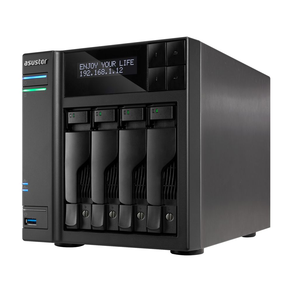 AS7004T - NAS Asustor DDR3 2Gb SATA2/3 2xUSB 2.0 3xUSB-A 3.0 1xHDMI 2xRJ45 4 Bahas GbE Negro (AS7004T)