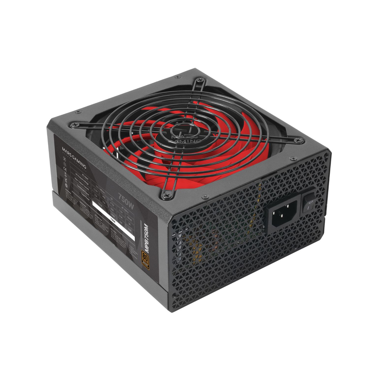 MPB750M - Fuente Mars Gaming 750W ATX PFC 140mm 24-pin ATX Molex SATA PCIe 80 Plus Bronze Negra (MPB750M)