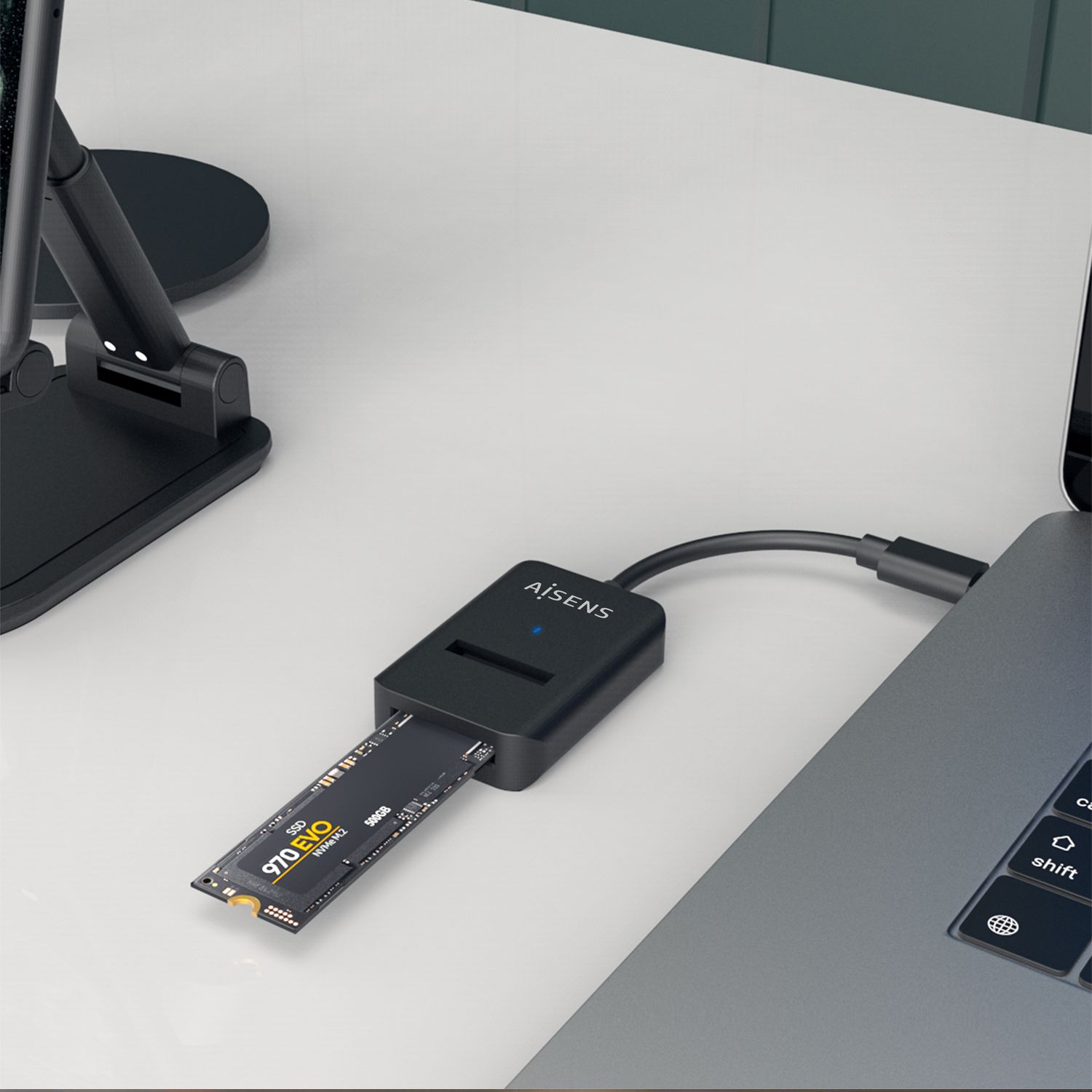 ASUC-M2D011-BK - Docking AISENS USB-C SSD M.2 SATA/NVMe Negro (ASUC-M2D011-BK)