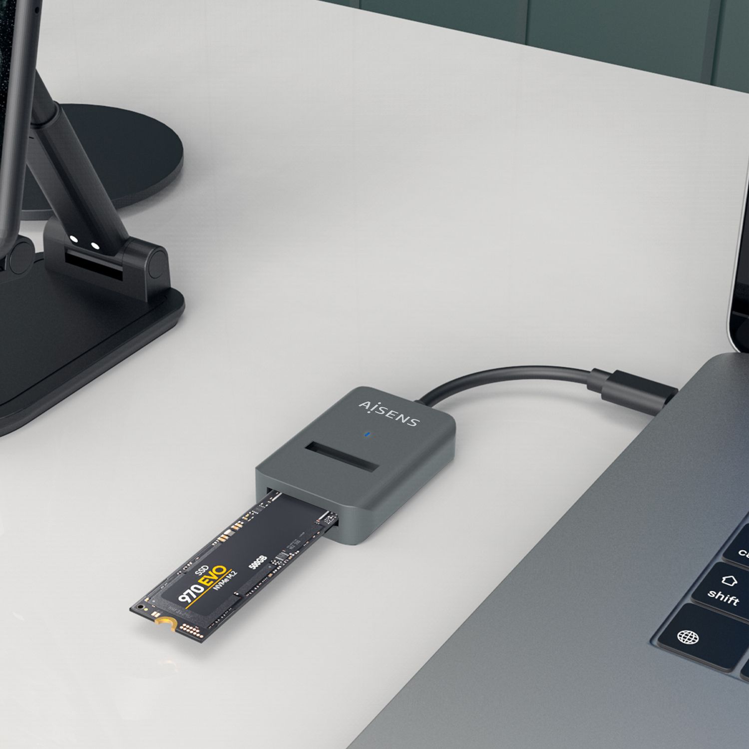 ASUC-M2D012-GR - Docking AISENS USB-C SSD M.2 SATA/NVMe Gris (ASUC-M2D012-GR)