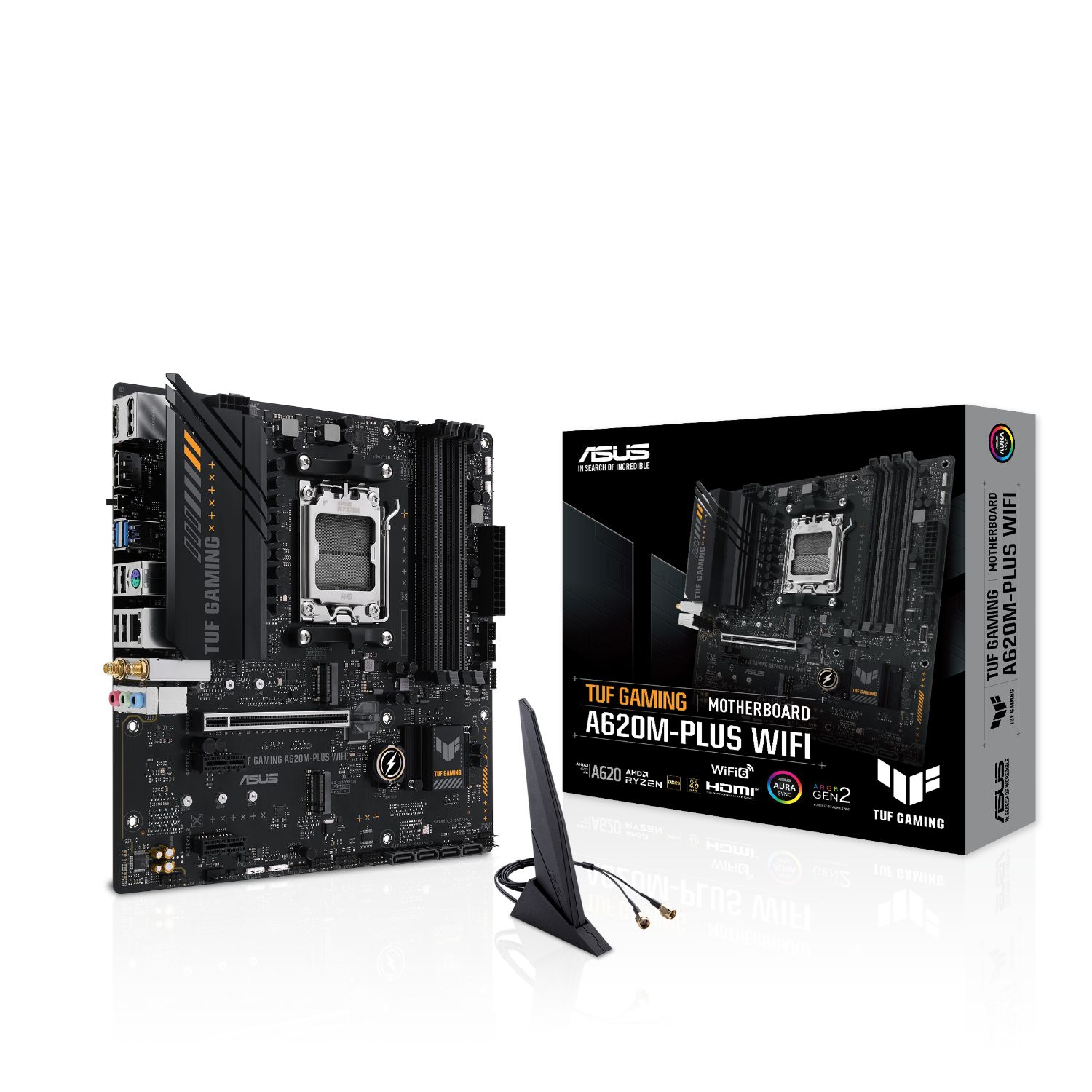 90MB1F00-M0EAY0 - Placa base ASUS TUF GAMING A620M-PLUS WIFI: (AM5) 4DDR5 M.2 SATA3 PCIe USB 2.0 USB-A 3.0 HDMI DP RJ45 PS/2 7.1 mATX WiFi Bluetooth 5.3 Gigabit Ethernet 2.5