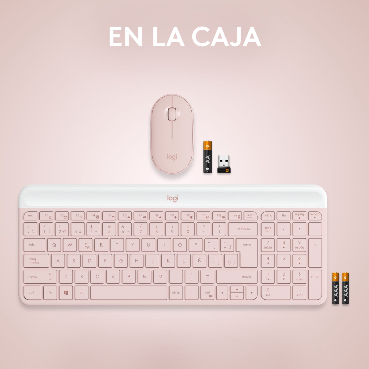 920-011317 - Teclado+Raton LOGITECH MK470 Multimedia Mini Diestro QWERTY RF 10m ptico Ambidextro 1000dpi 3 Botones Rosa (920-011317)