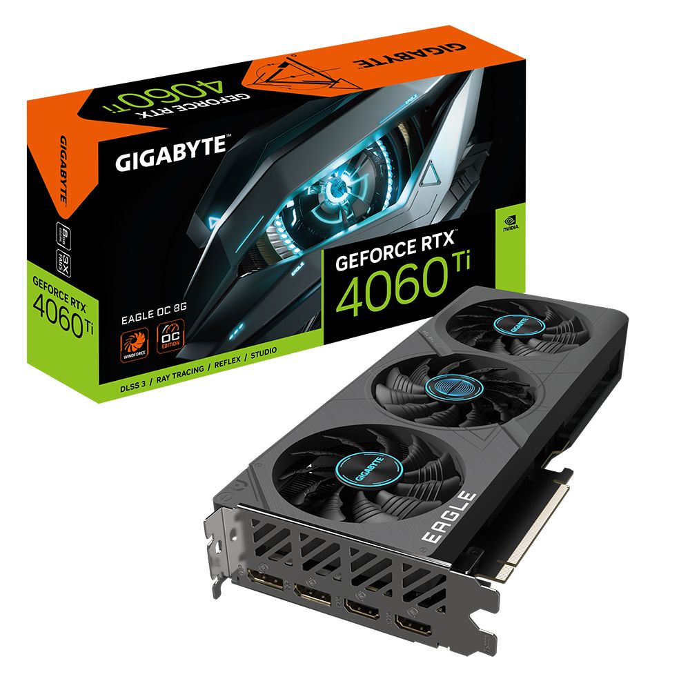 GV-N406TEAGLE OC-8GD G10 - Tarjeta Grfica GIGABYTE Nvidia GeForce RTX 4060Ti 8Gb GDDR6 2xDP 1.4a 2xHDMI 2.1a PCIe 4.0 OpenGL 4.6 (GV-N406TEAGLE OC-8GD)