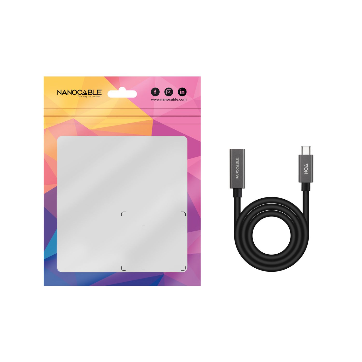 10.01.4400 - Nanocable USB-C 3.2/M a USB-C 3.2/H 0.5m Negro (10.01.4400)