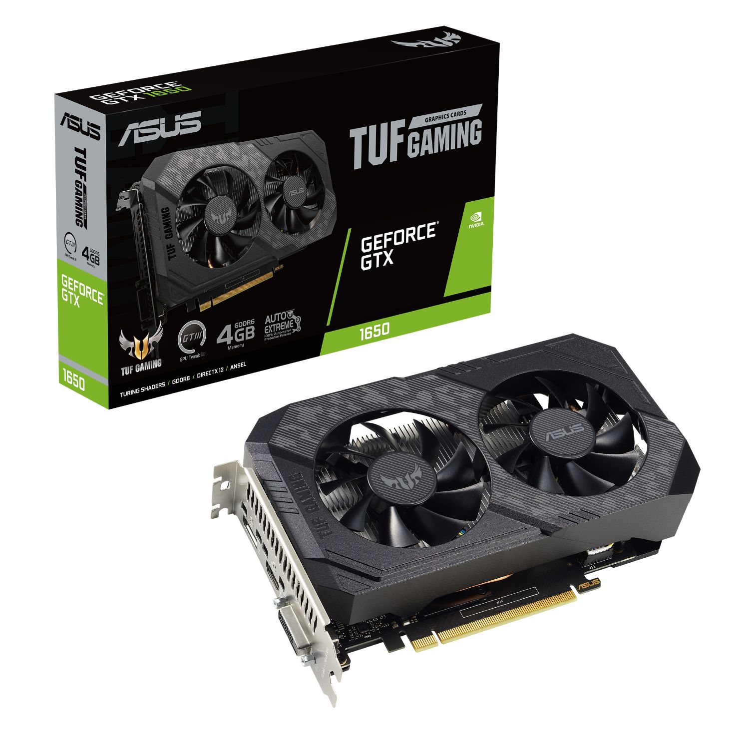 90YV0GX3-M0NA00 - ASUS TUF-GTX1650-4GD6-P-V2-GAMING 4Gb GDDR6 1xHDMI 1xDVI-D 1xDP PCIe 3.0 HDCP 2.2 OpenGL 4.6 (90YV0GX3-M0NA00)