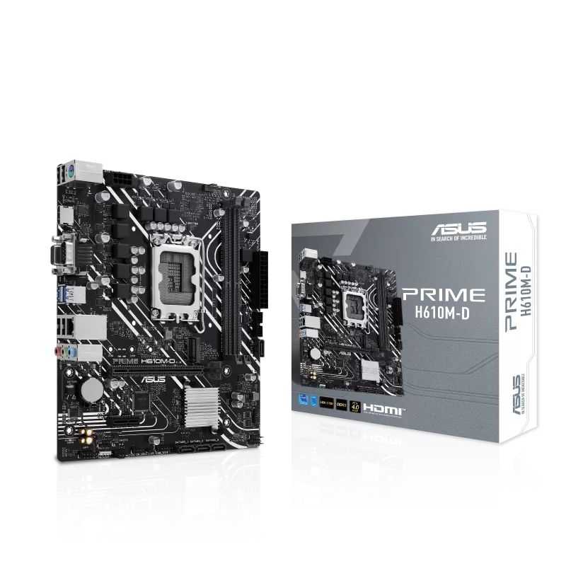 90MB1G80-M0EAY0 - Placa base ASUS PRIME H610M-D: (1700) 2DDR5 M.2 SATA3 PCIe USB 2.0 USB-A 3.0 VGA HDMI RJ45 PS/2 mATX Gigabit Ethernet