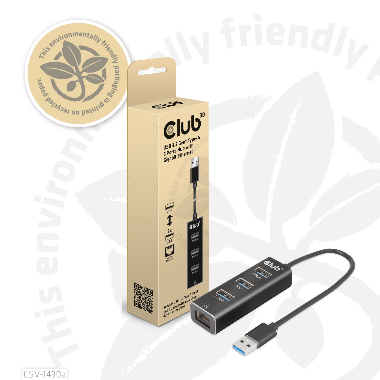 CSV-1430A - Hub Club 3D USB-A a 3xUSB-A 3.0/1xRJ45 Negro (CSV-1430A)