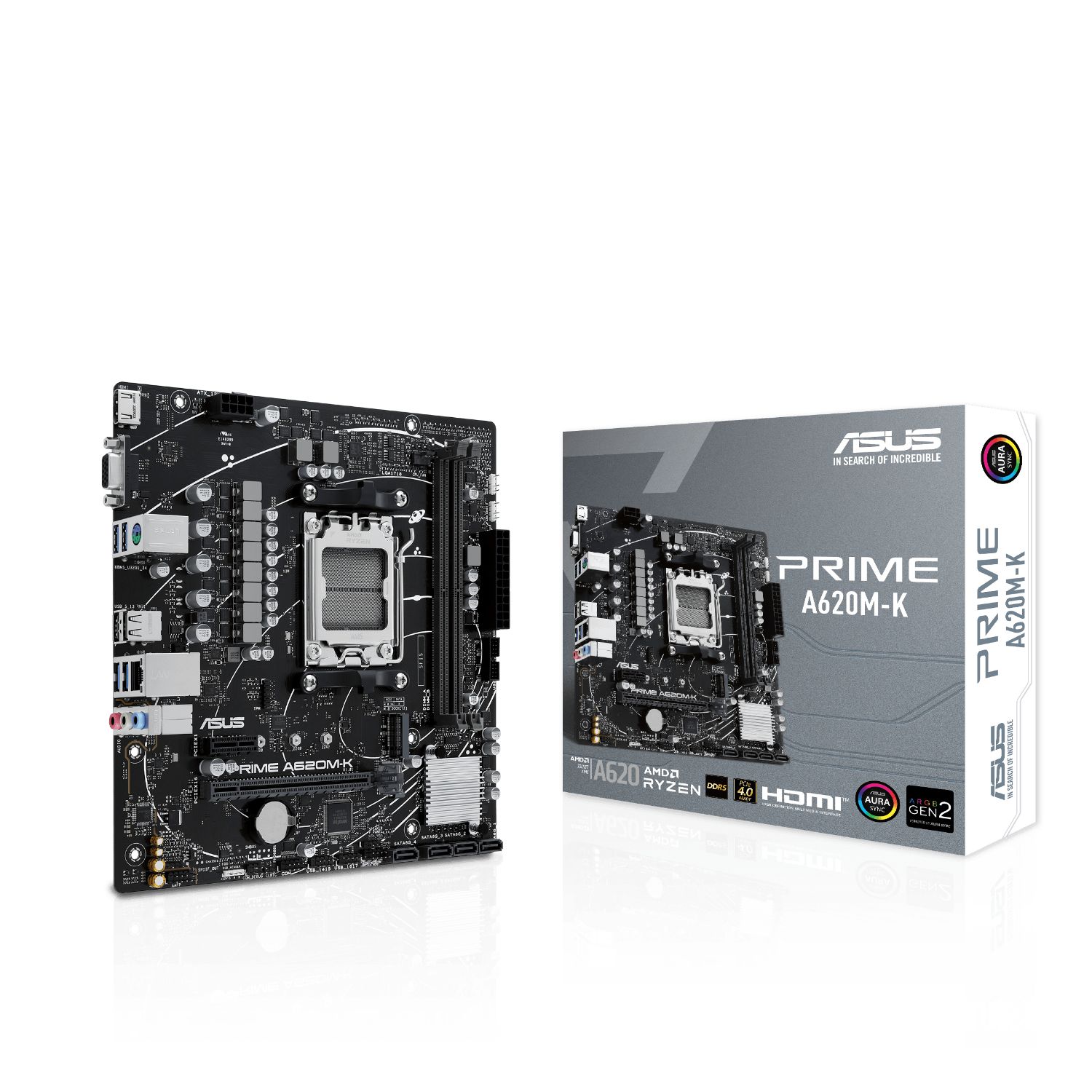 90MB1F40-M0EAY0 - Placa base ASUS PRIME A620M-K: (AM5) 2DDR5 M.2 SATA3 PCIe USB 2.0 USB-A 3.0 VGA HDMI RJ45 PS/2 7.1 mATX Gigabit Ethernet