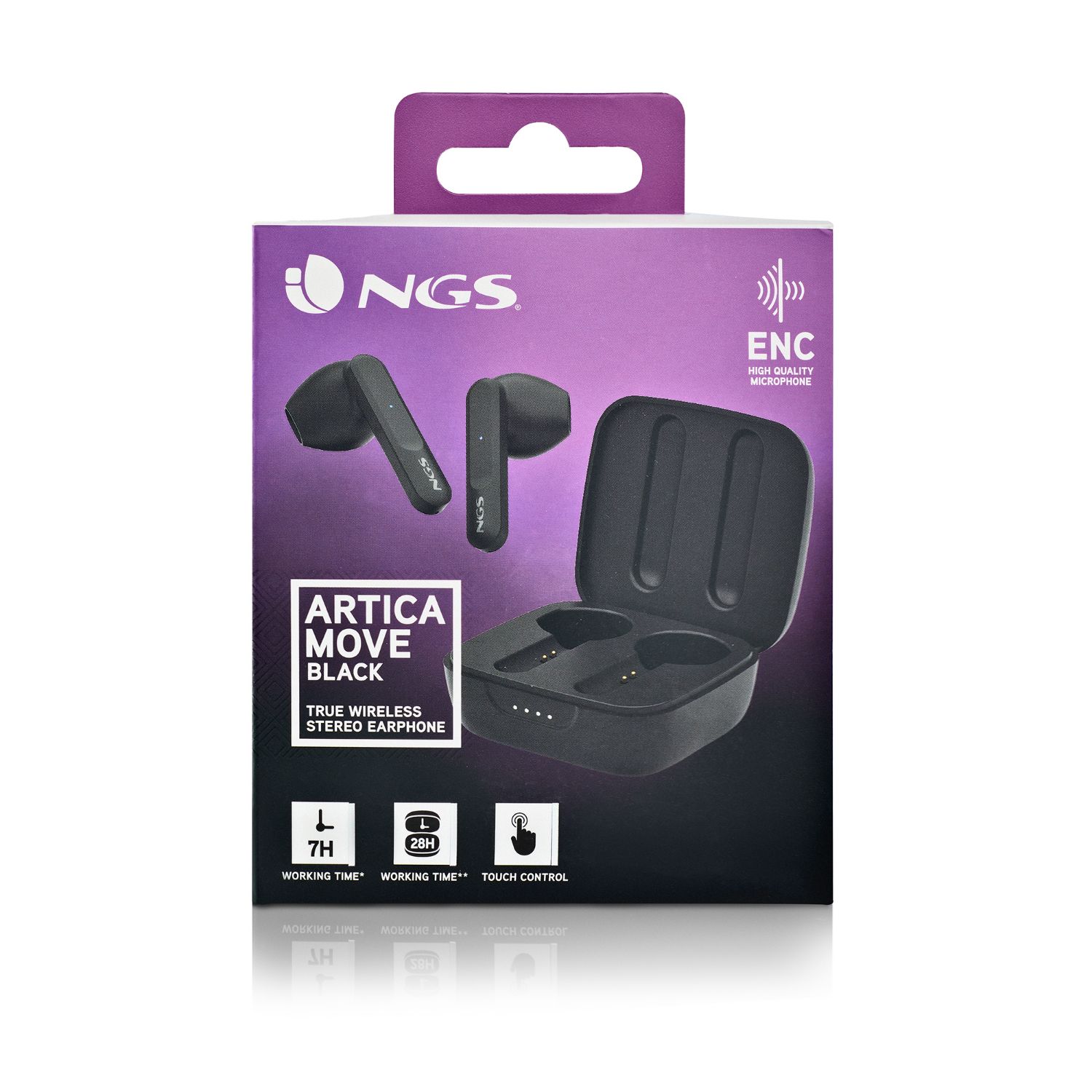 ARTICAMOVEBLACK - Auriculares NGS Intra-Aurales Binaurales Bluetooth 5.3 10m Micrfono Integrado Estuche de Carga USB-C Negros (ARTICAMOVEBLACK)
