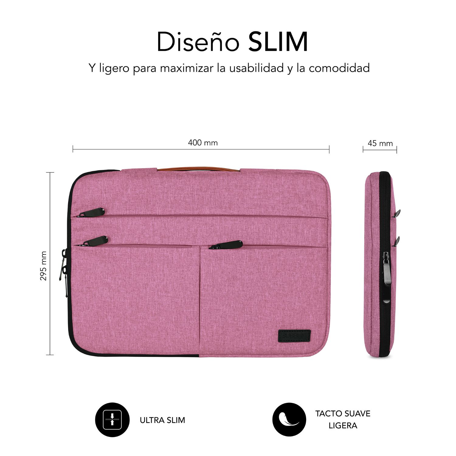 SUBLS-AP36053 - Funda SUBBLIM Air Padding 360 15.6 Polister 3 Compartimentos 3 Bolsillos Frontales Asa Retrctil Asa de Transporte Rosa (SUBLS-AP36053)
