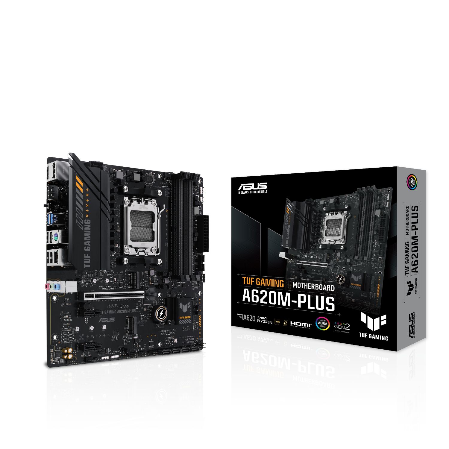 90MB1EZ0-M0EAY0 - Placa base ASUS TUF GAMING A620M-PLUS: (AM5) 4DDR5 M.2 SATA3 PCIe USB 2.0 USB-A 3.0 HDMI DP RJ45 PS/2 7.1 mATX Gigabit Ethernet 2.5