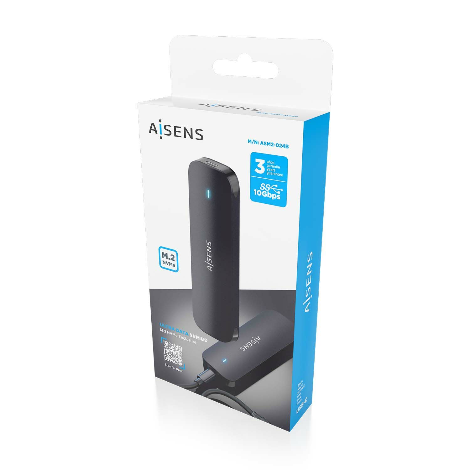 ASM2-024B - Caja SSD AISENS M.2 USB-C 3.1 Negro (ASM2-024B)