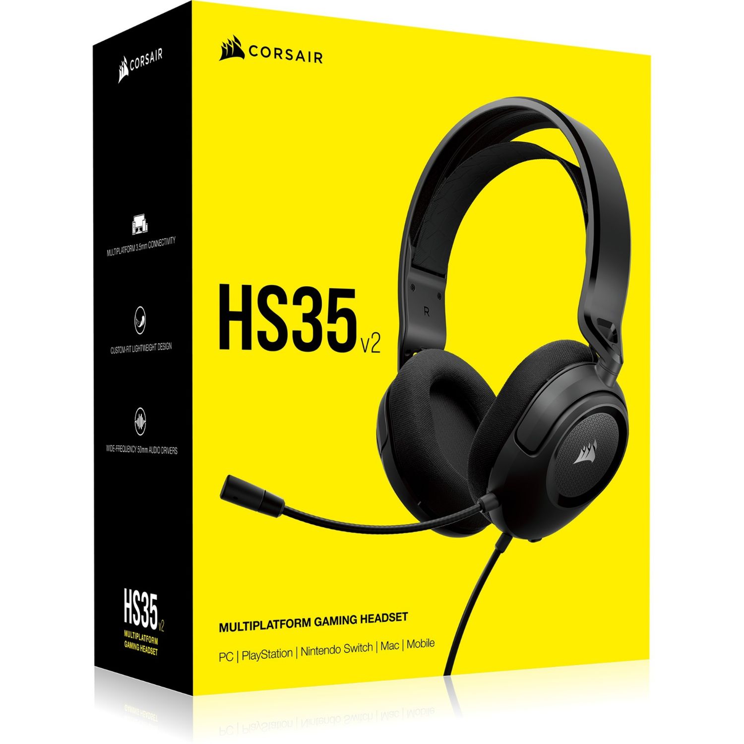 CA-9011377-EU - Auriculares+Micrófono Gaming Corsair HS35 V2 3.5mm Cable 1.8m Multiplataforma Negros (CA-9011377-EU)