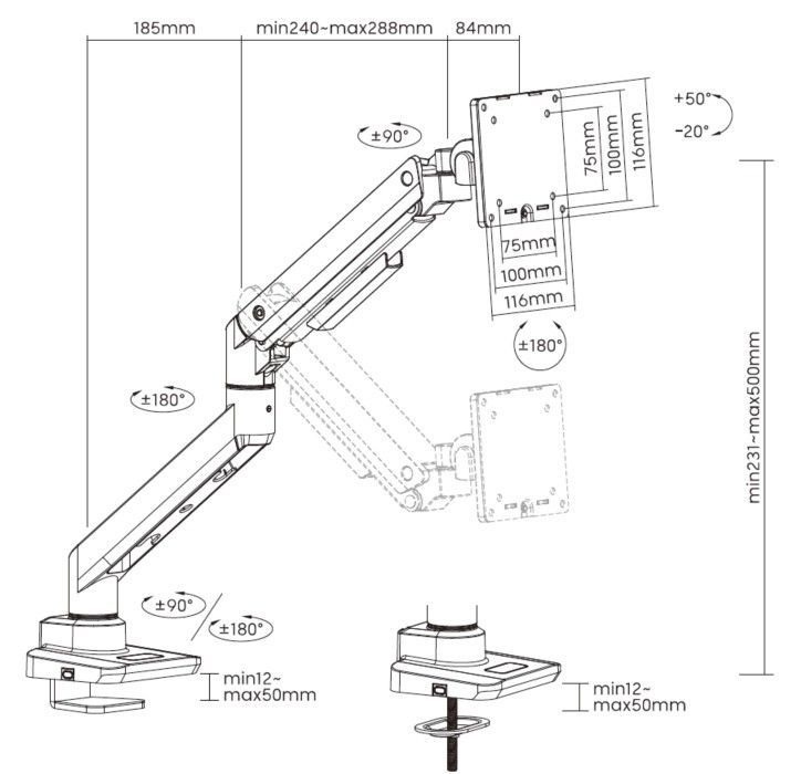 EQ650180 - Soporte Mesa EQUIP 1brazo 17