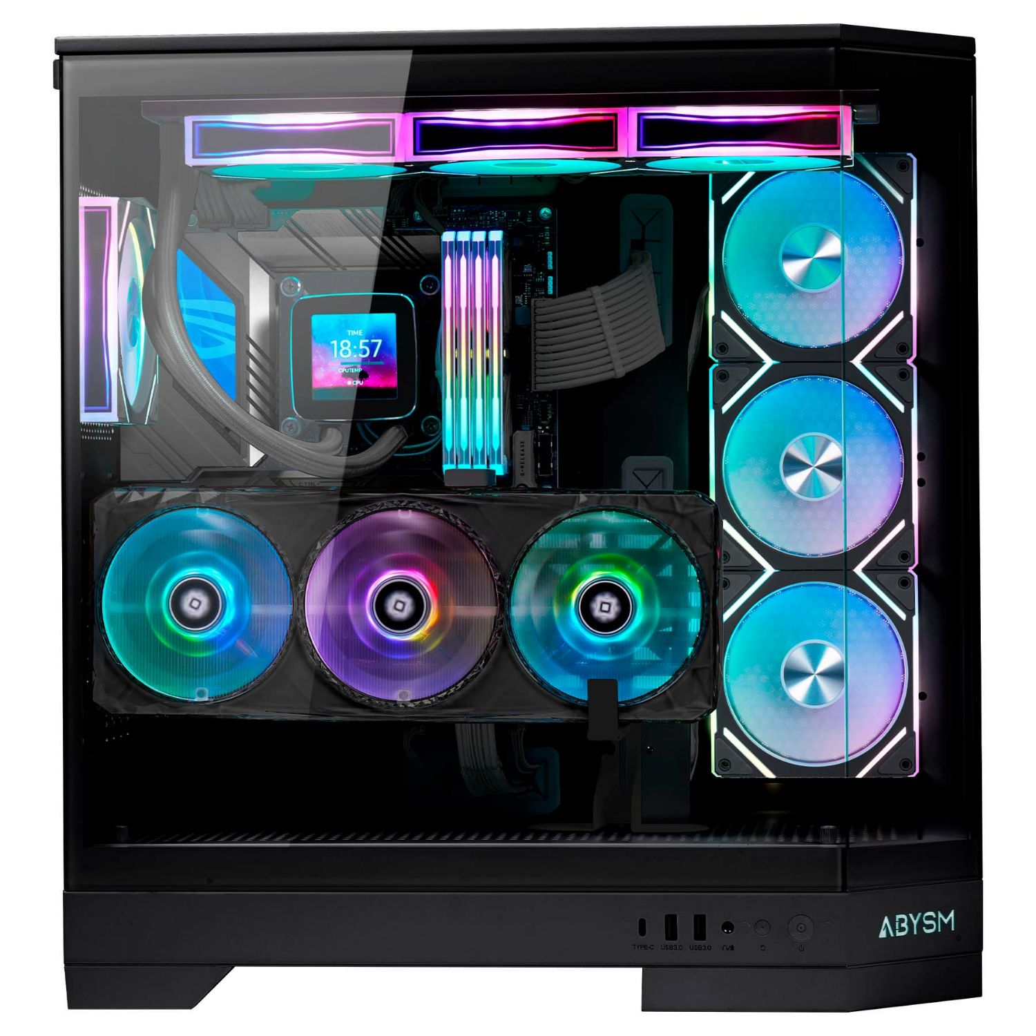 AB130211 - Caja Abysm Gaming Danube Sava H600 Ventana Lateral de Cristal Templado ARGB 2xUSB-A 3.0 1xUCB-C 3.1 ATX EATX ITX mATX Negra (AB130211)