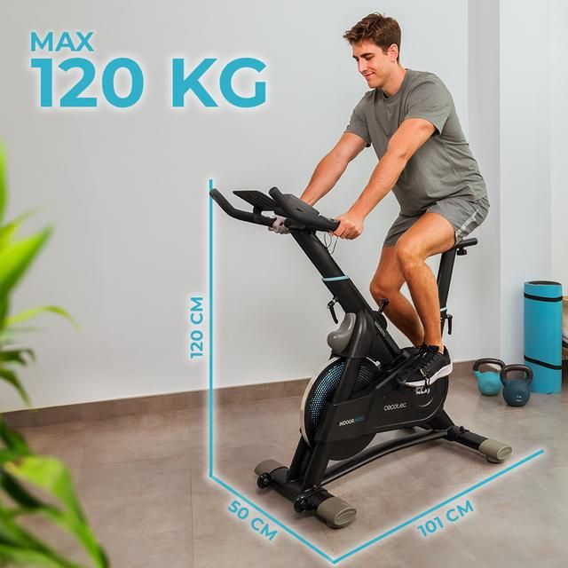 07247 - Bicicleta Esttica CECOTEC DrumFit Indoor 24000 Pantalla LCD Resistencia Magntica Volante de Inercia 24Kg Pulsmetro Mx. 120Kg Ruedas de Transporte Soporte Dispositivos APP Negra (07247)