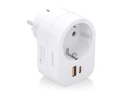 ASPS-1A1C06-W - Enchufe AISENS 1Toma Schuko, 1Usb-C 20W PD, 1Usb-A 20W, Blanco (ASPS-1A1C06-W)