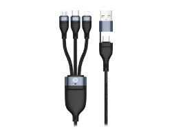 ETTA05B15 - Cable CONCEPTRONIC 3en1 USB-C 2.0/M a USB-C/mUSB/Lightning 60W 1.5m Negro (ETTA05B15)