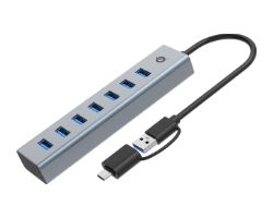 HUBBIES21GP - Hub CONCEPTRONIC USB-C 3.0 a 7xUSB-A con Alimentador Gris (HUBBIES21GP)