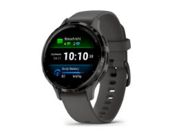 010-02785-00 - Smartwatch Garmin Venu 3S 41mm, Bisel de acero inoxidable de color gris con caja y correa de silicona en gris. (010-02785-00)